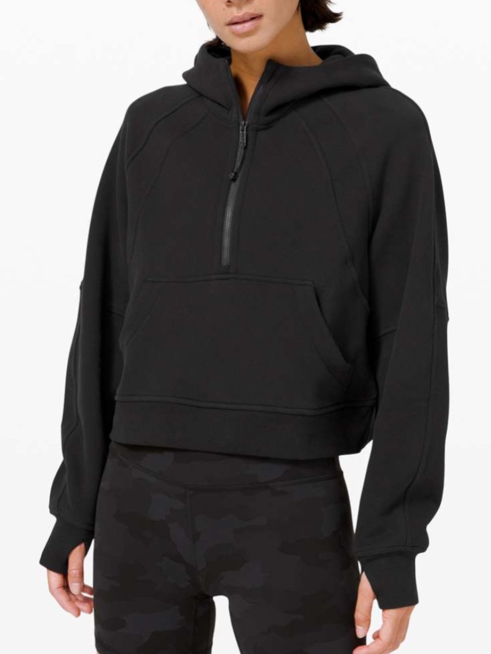Lululemon Women XS/S Black Athletic Scuba Oversized Half-Zip Hoodie